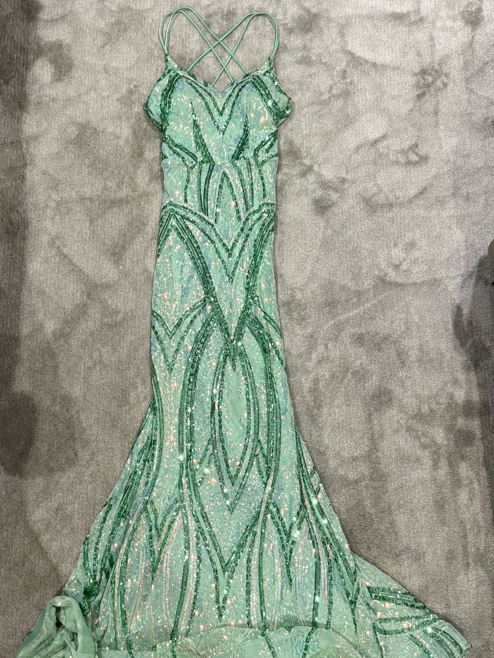 Elegant Mint Green Sequin Prom Dress